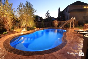 Riviera style fiberglass swimming pool