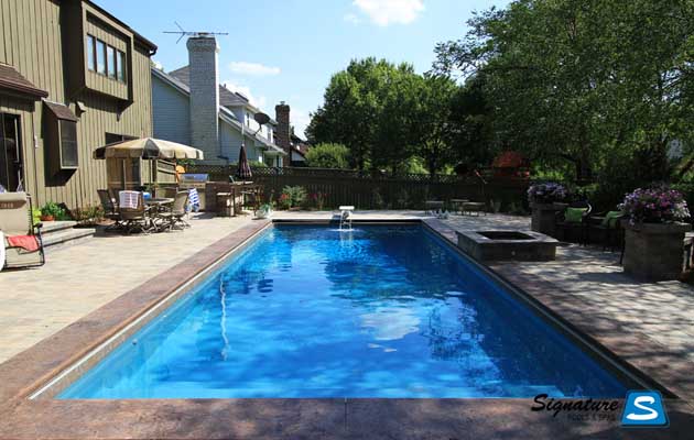 Atlas Model Swimming Pool with Firepit in Wheaton Illinois