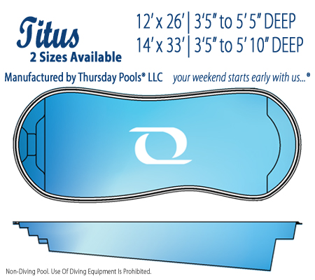 Titus fiberglass pool line drawing from Signature Pools and River Pools powered by Thursday Pools