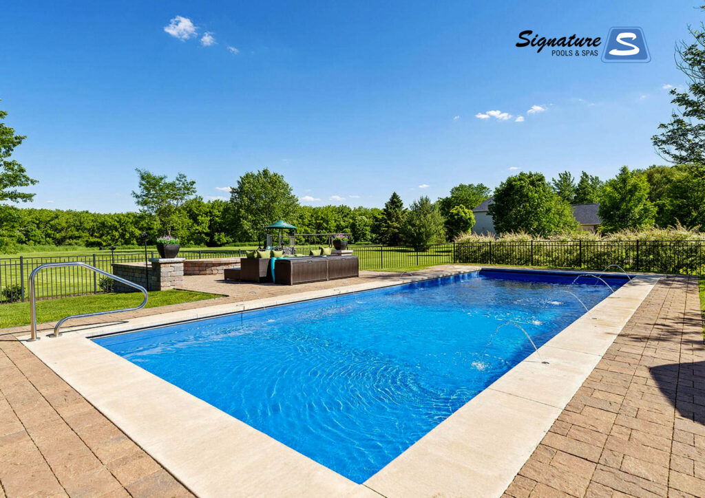 Pinnacle 40 pool in Sapphire Blue color finish built by Signature Pools in St. Charles, IL (Kane County) - 4