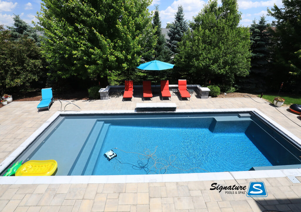 Pinnacle 40 pool in the Graphite Grey color finish built by Signature Pools in Algonquin, IL - 1